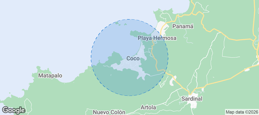Playas del Coco Airbnb map